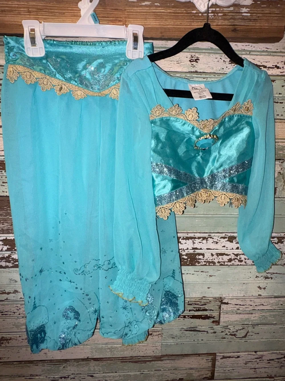 Disney Light Aqua Dress Top with Black Trim